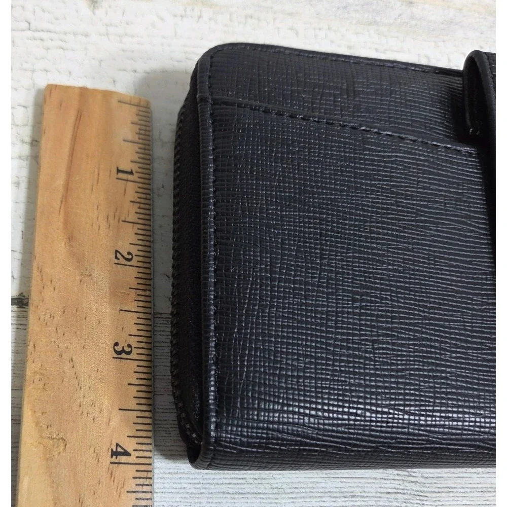 Badgley Mischka Black Vegan Leather Zip Around Long Wallet Clutch NWT